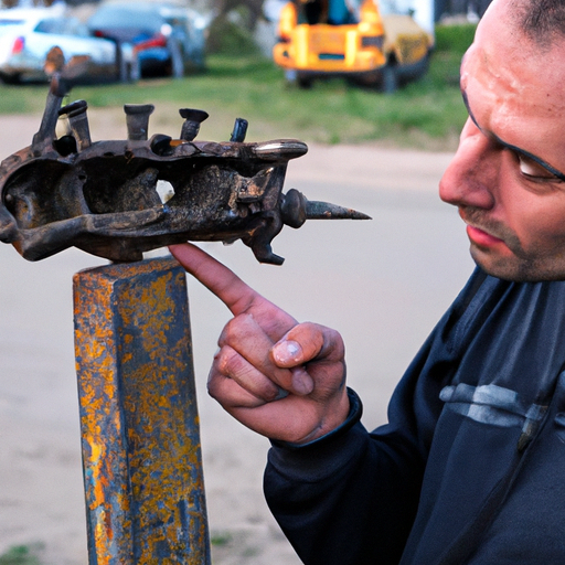 גבר בוחן חלק מחלק רכב שהתקבל מפירוק, המסמל את הערך דמוי האוצר של חלקי רכב ישנים
